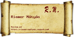 Riemer Mátyás névjegykártya